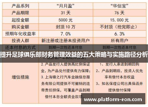 提升足球俱乐部财务管理效益的五大策略与实施路径分析